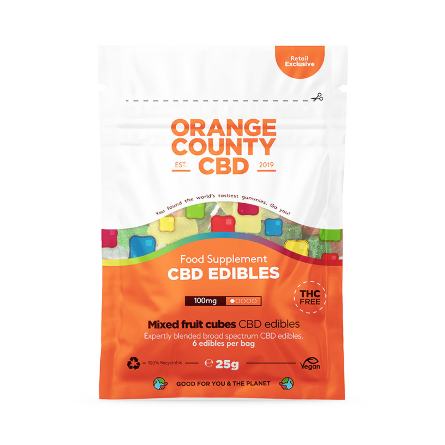 Orange County CBD Cubes 100 mg CBD, 6 buc., 25 g