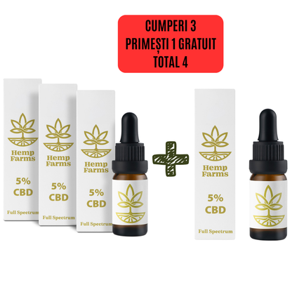 Ulei CBD Hemp Farms CBD Oil Promoție 5%+5%+5% 30ml. Full Spectrum