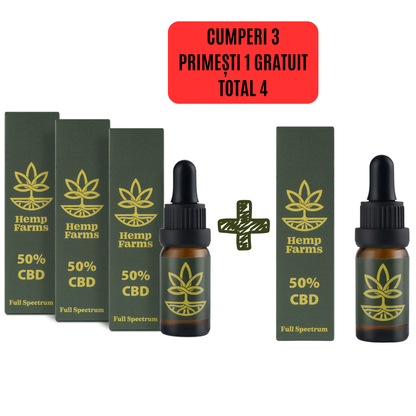 Ulei CBD Hemp Farms CBD Oil Promoție 50%+50%+50% 30ml. Full Spectrum