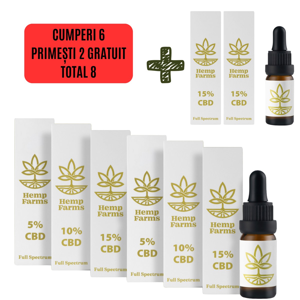 Ulei CBD Super Combo – (2 x 5%) + (2 x 10%) + (2 x 15%)